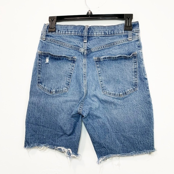 GAP High Rise Bermuda DK Dark Indigo Denim Shorts w/Raw Hem, size 4/27 - Picture 2 of 5